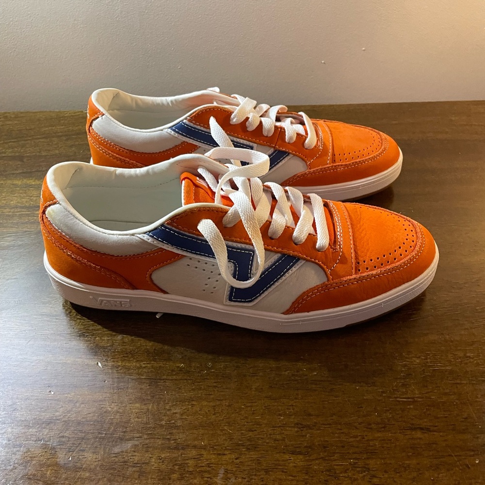 Converse White and Orange Sneakers with Blue Details